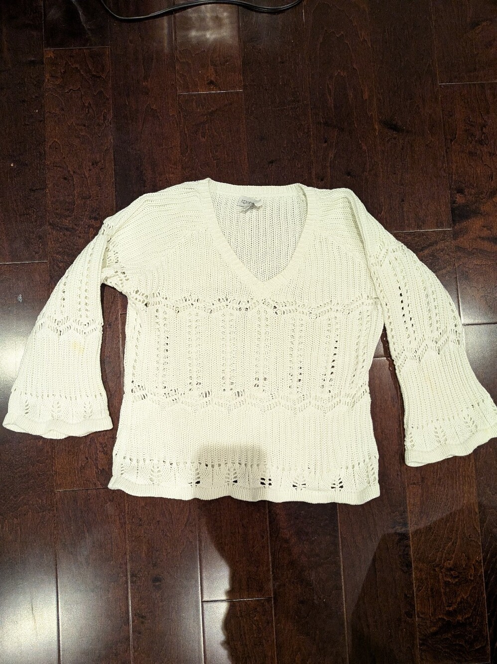White Bell Sleeve Sweater Top 100% Cotton Jumper